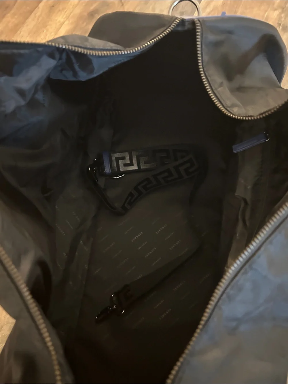 Versace Parfum. Black and Blue Duffel Bag -